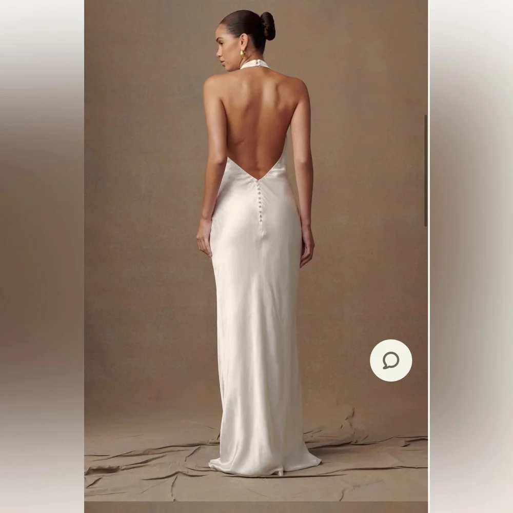 Meshki Esther Iridescent Satin Cowl Maxi Dress - Ivory - Picture 2 of 6